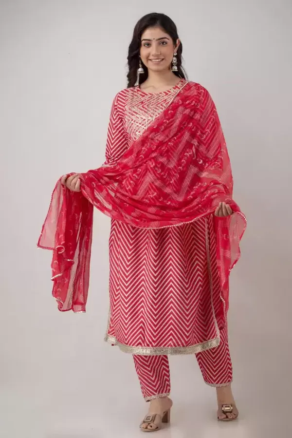 Women_Elegant_Red_Embroidery_Kurti_&_Pant_with_Dupatta_Set