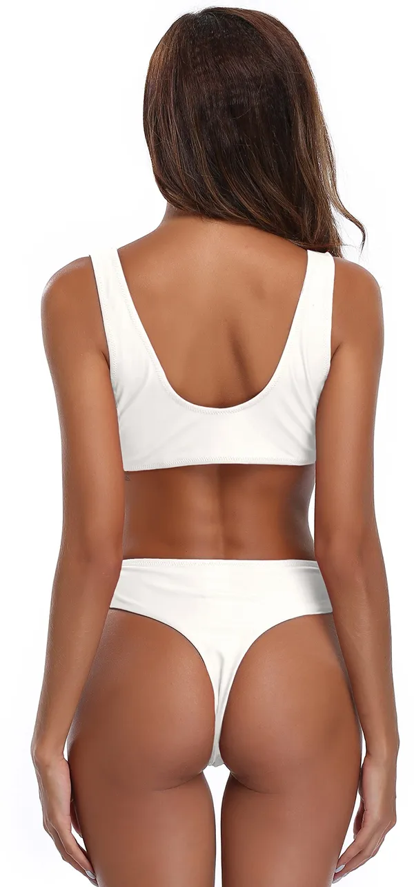 White_Front_Open_Bikini_Set_For_Women