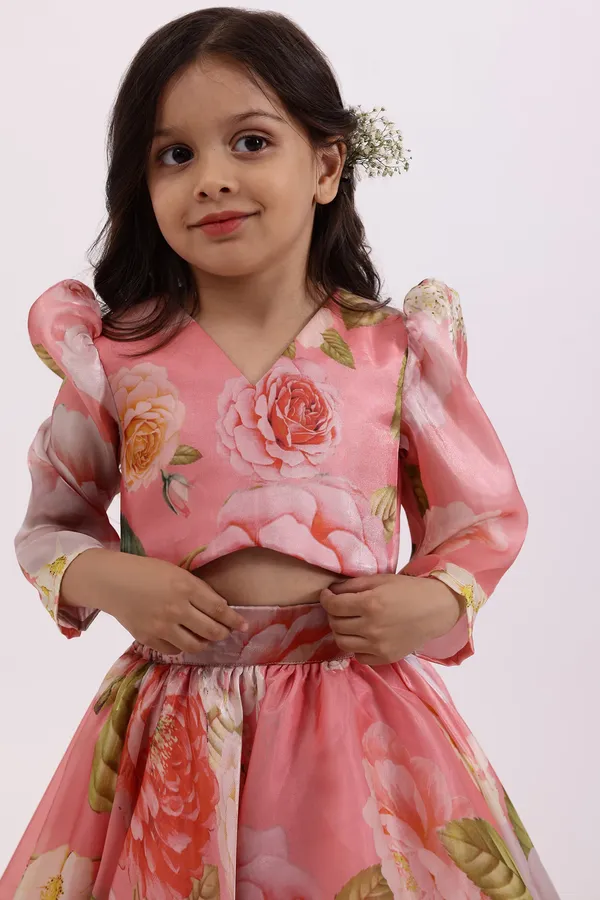 Pink_Flower_Printed_Georgette_Silk_Readymade_Lehenga_Choli_Set