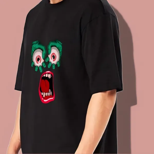 Black_Oversized_Printed_Half_Sleeve_Cotton_T-Shirt_For_Men