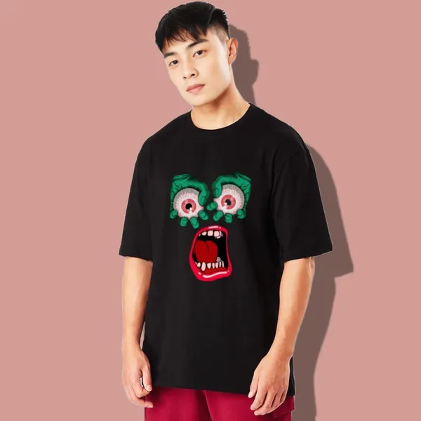 Black_Oversized_Printed_Half_Sleeve_Cotton_T-Shirt_For_Men