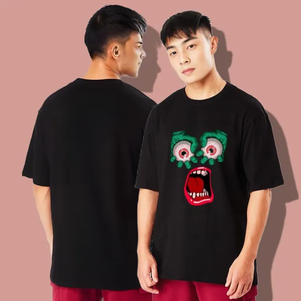 Black_Oversized_Printed_Half_Sleeve_Cotton_T-Shirt_For_Men