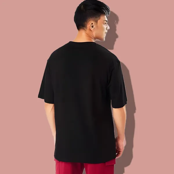 Black_Oversized_Printed_Half_Sleeve_Cotton_T-Shirt_For_Men