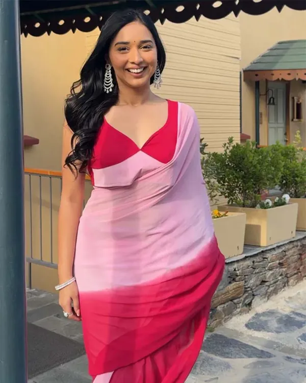 Calm_Pink_And_Pink_Colour_1-Minute_Ready_To_Wear_Georgette_Saree_With_Blouse_Piece