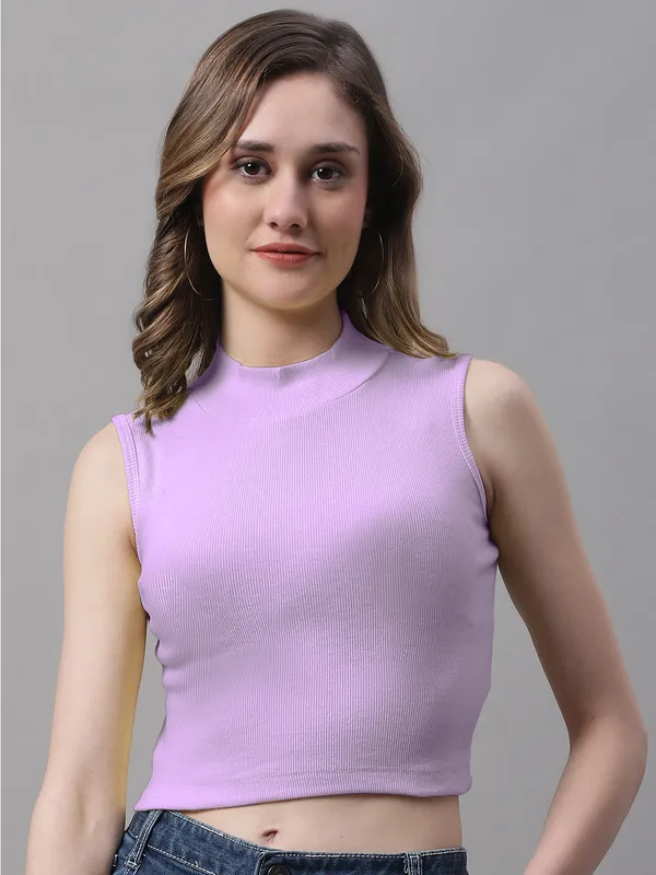 Purple_Cotton_Rib_Turtle_Neck_Crop_Top_For_Women