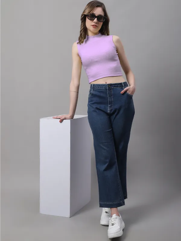 Purple_Cotton_Rib_Turtle_Neck_Crop_Top_For_Women