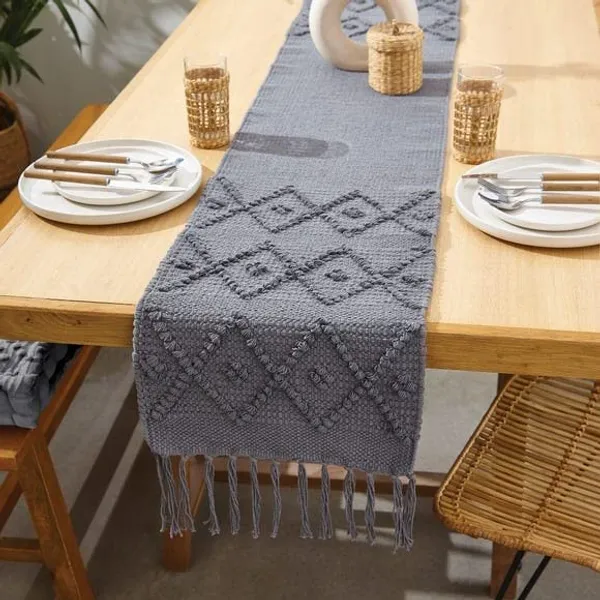 Heat_Resistant_Handmade_Center_Table_Runners_Mat_with_Tassel_Washable_Table_Placemats_for_Kitchen_Table,_14_x_72_Inches,_Grey