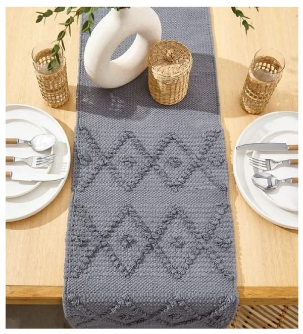 Heat_Resistant_Handmade_Center_Table_Runners_Mat_with_Tassel_Washable_Table_Placemats_for_Kitchen_Table,_14_x_72_Inches,_Grey