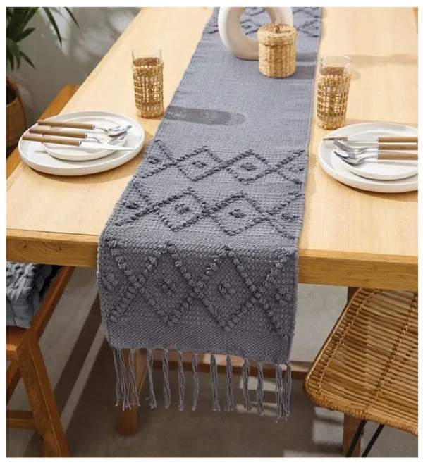 Heat_Resistant_Handmade_Center_Table_Runners_Mat_with_Tassel_Washable_Table_Placemats_for_Kitchen_Table,_14_x_72_Inches,_Grey