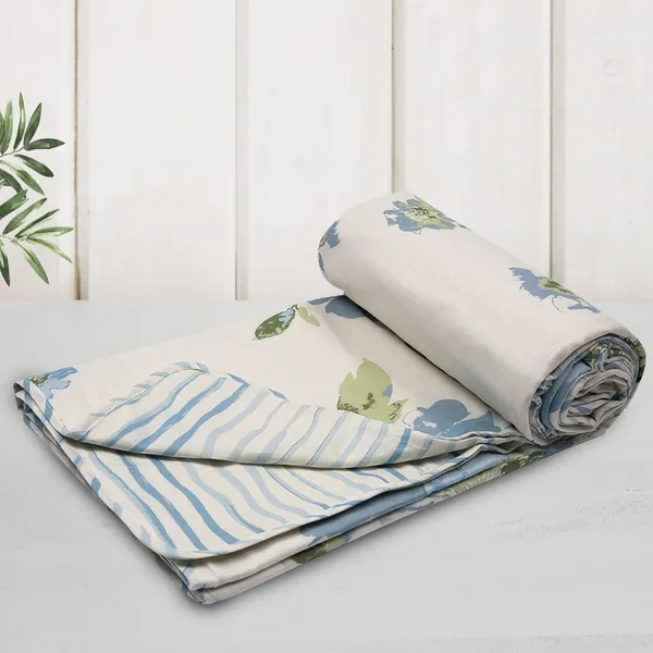 Cotton_Reversible_Double_Dohar,_Lightweight_AC_Blanket_for_All_Weather_Use_Floral_Fusion_-_Cream,_Carolina_Blue_&_Green