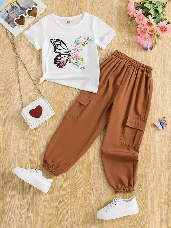 Brown_Butterfly_Printed_Trendy_Top_and_Bottom_Set_For_Baby_Girls
