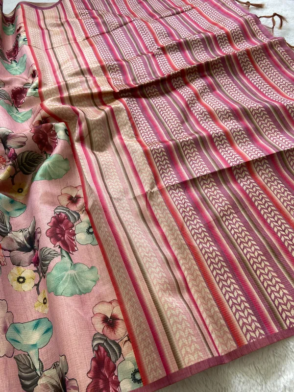Bhavani_Wine_–_Divine_Navratri_Special_|_Soft_Tussar_Silk_Saree_with_Print,_Border_&_Contrast_Print_Blouse_with_Tassels