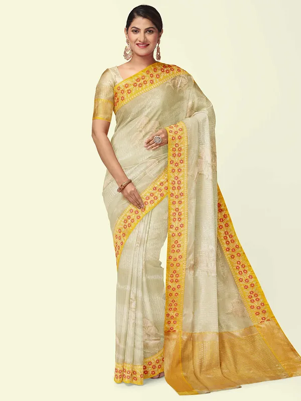 Off_White_Cotton_Blend_Banarasi_Sarees_For_Women
