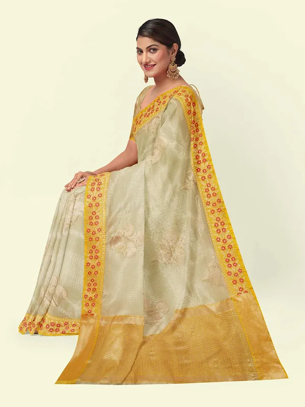 Off_White_Cotton_Blend_Banarasi_Sarees_For_Women