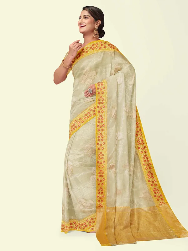 Off_White_Cotton_Blend_Banarasi_Sarees_For_Women
