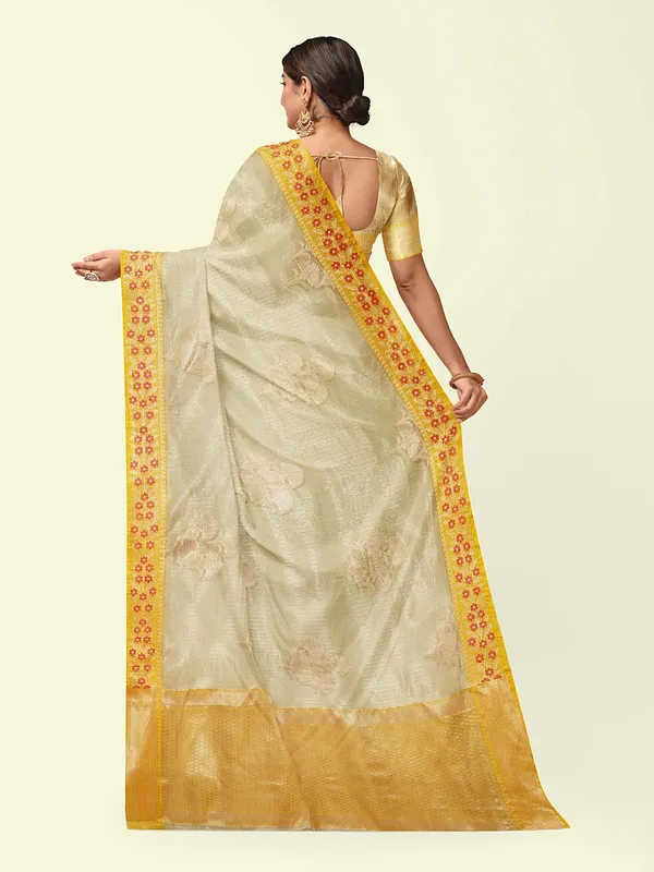 Off_White_Cotton_Blend_Banarasi_Sarees_For_Women