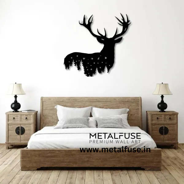 Metal_Wall_Art_for_Home_Decoration__|_Deer_Design__|_Black