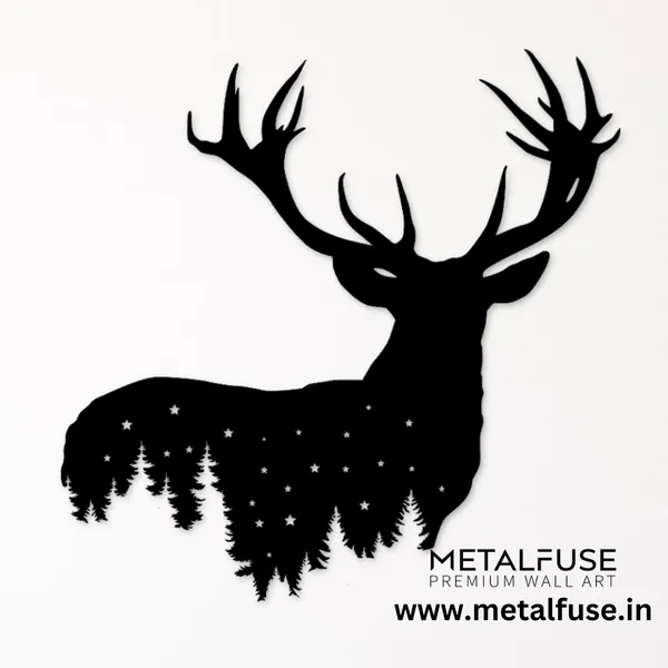 Metal_Wall_Art_for_Home_Decoration__|_Deer_Design__|_Black