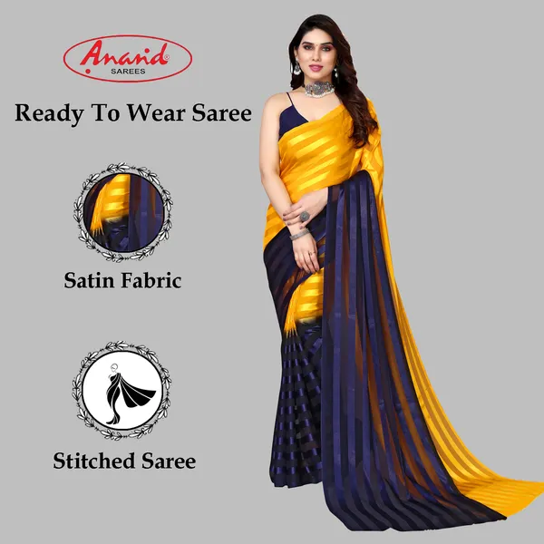 Embellished,_Striped,_Self_Design_Bollywood_Satin_Saree_(Yellow,_Dark_Blue)