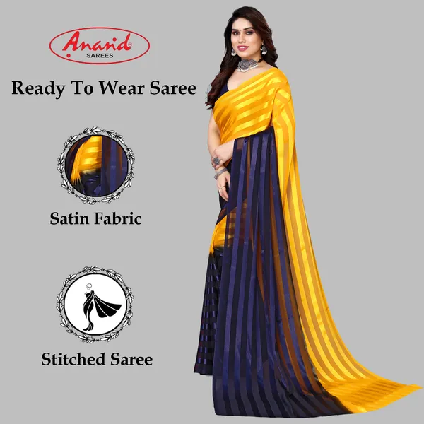 Embellished,_Striped,_Self_Design_Bollywood_Satin_Saree_(Yellow,_Dark_Blue)