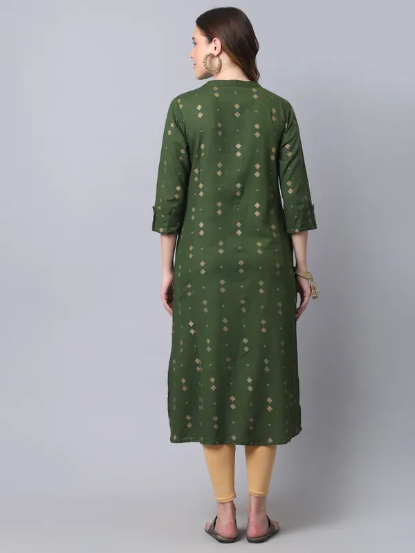 Mehendi_Green_Cotton_Printed_A-line_Kurta