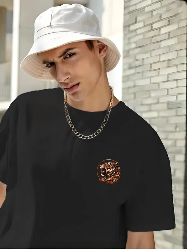 Black_Oversized_Printed_Half_Sleeve_Cotton_T-Shirt_For_Men