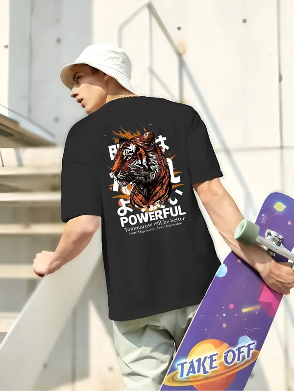 Black_Oversized_Printed_Half_Sleeve_Cotton_T-Shirt_For_Men
