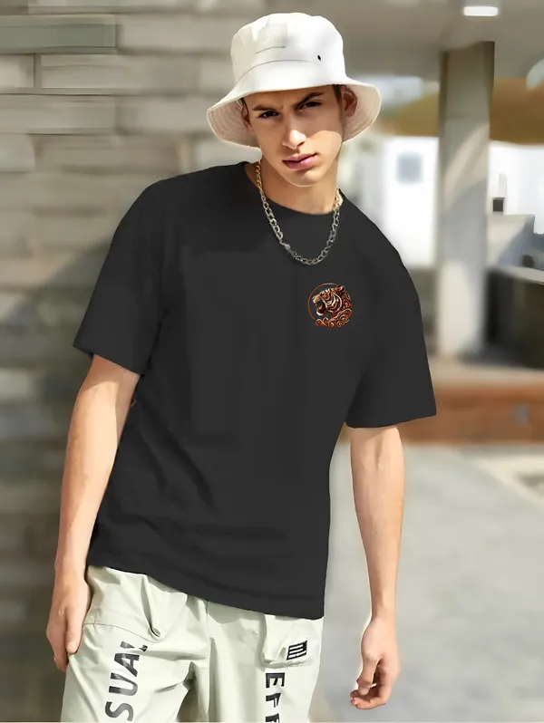 Black_Oversized_Printed_Half_Sleeve_Cotton_T-Shirt_For_Men