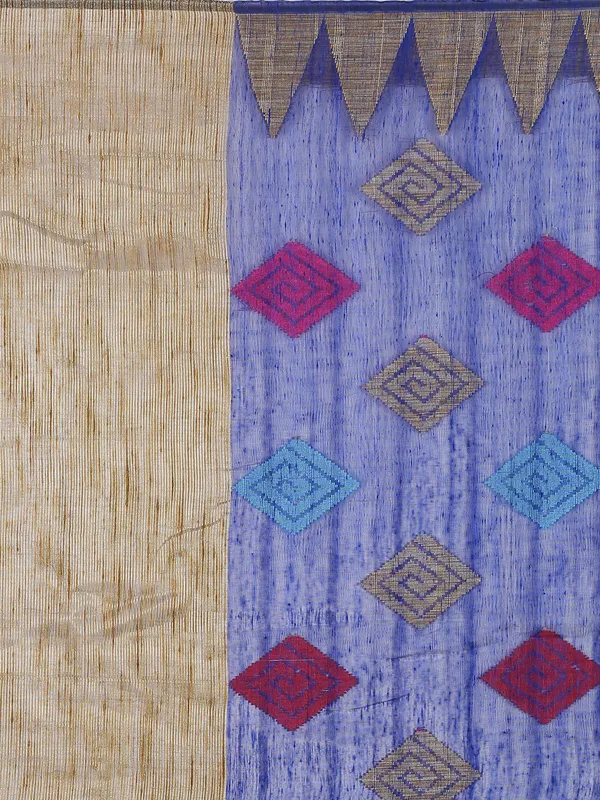Blue_Cotton_Blend_Banarasi_Sarees_For_Women