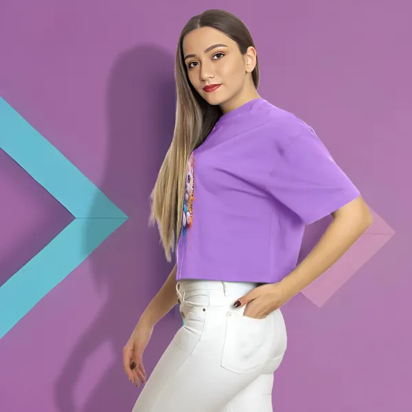 Purple_Baby_Kitten_Printed_Crop_Oversized_T-Shirt_For_Women