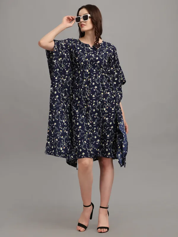 Navy_Blue_&_White_Floral_Print_Kaftan_Dress
