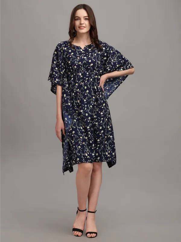 Navy_Blue_&_White_Floral_Print_Kaftan_Dress