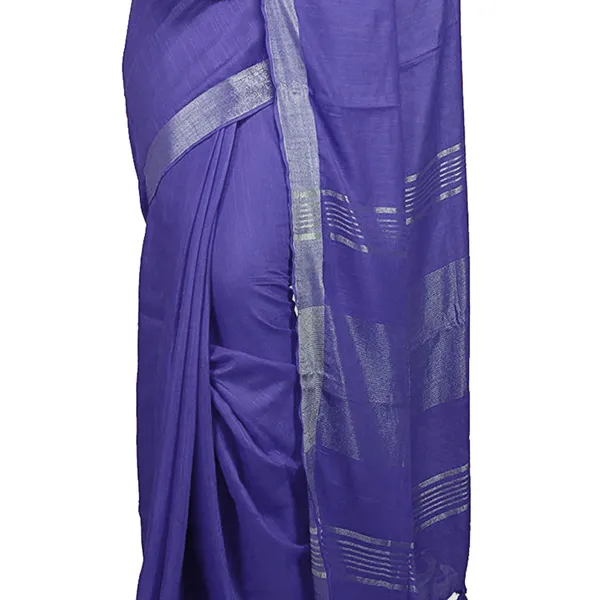 Slate_Blue_Bhagalpuri_women's_Handloom_Linen_Cotton_Ethnic_Wear_Saree_With_Running_Unstitched_Blouse_Piece