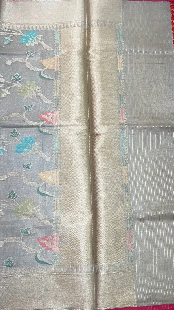 Grey_Masrise_Cotton/Cotton_Banarasi_Sarees_For_Women