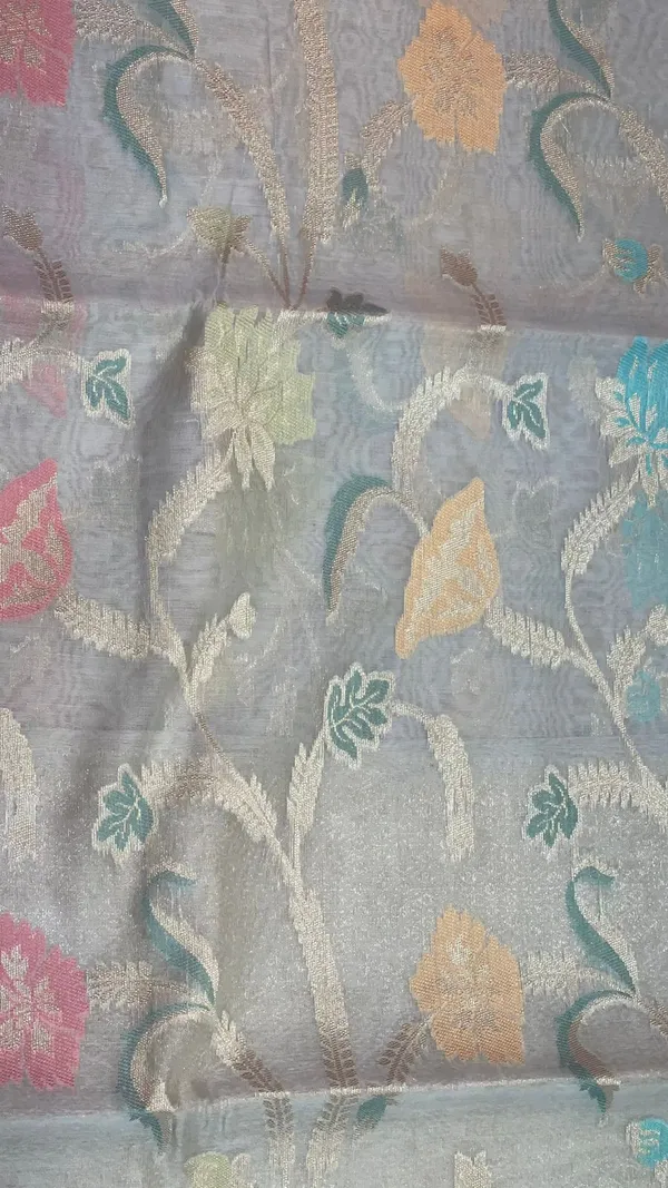 Grey_Masrise_Cotton/Cotton_Banarasi_Sarees_For_Women