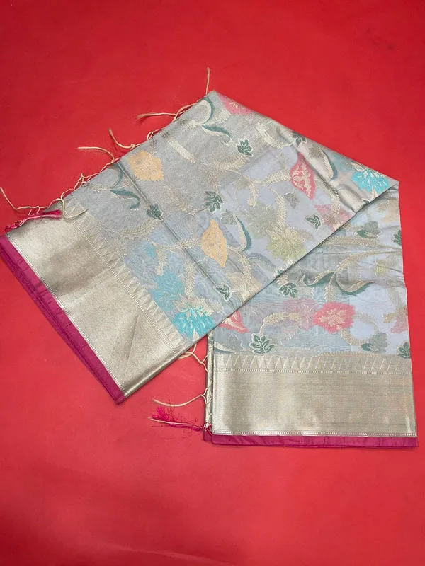Grey_Masrise_Cotton/Cotton_Banarasi_Sarees_For_Women
