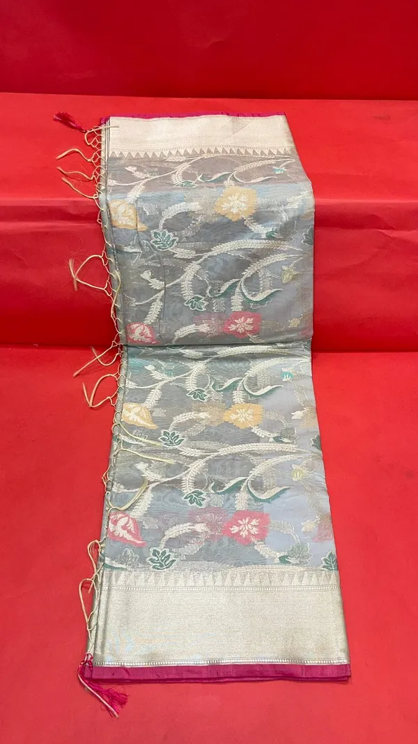 Grey_Masrise_Cotton/Cotton_Banarasi_Sarees_For_Women