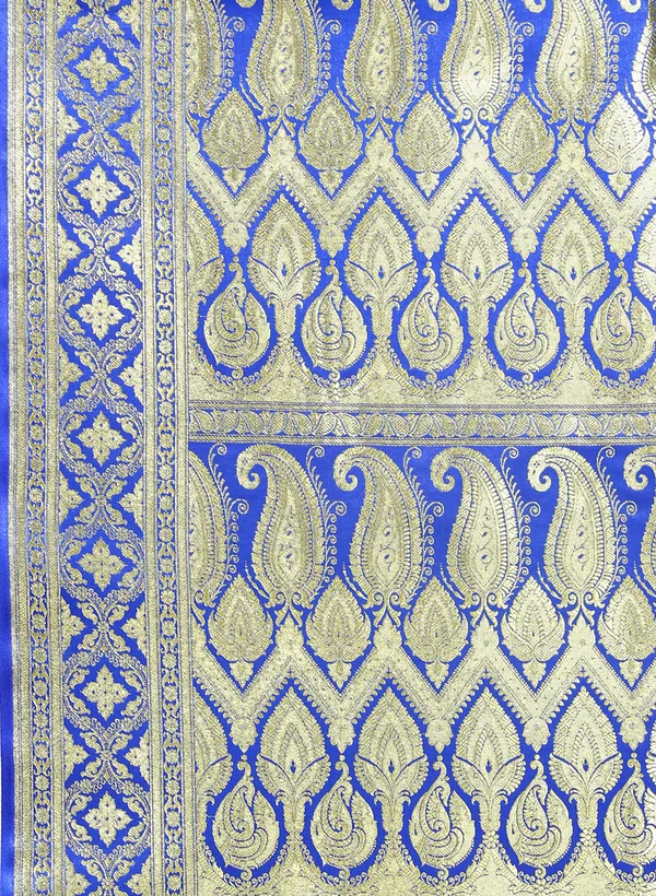 Blue_Silk_Blend_Banarasi_Sarees_For_Women