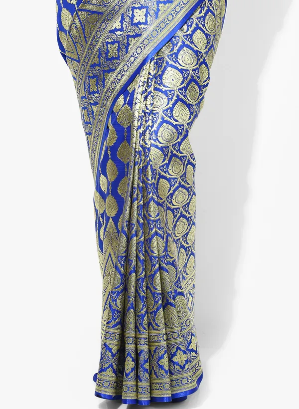 Blue_Silk_Blend_Banarasi_Sarees_For_Women