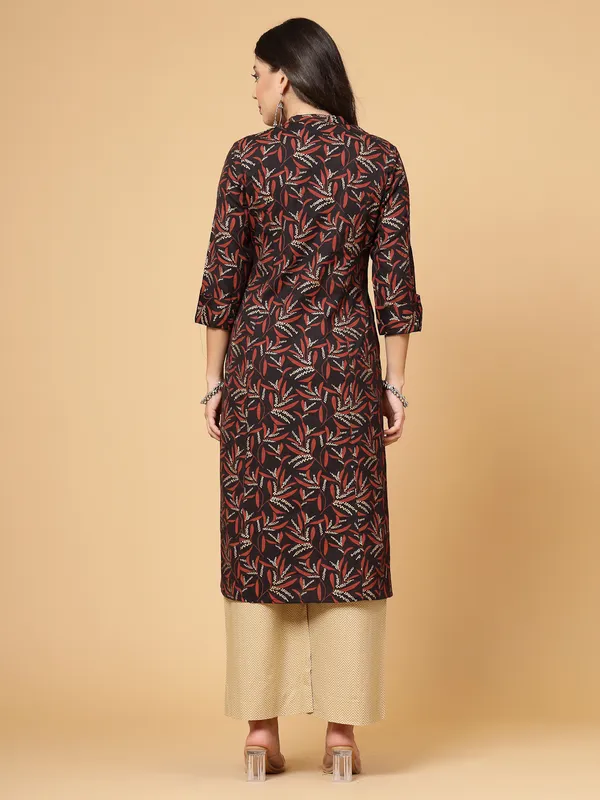 Black_Cotton_Regular_Printed_Kurta