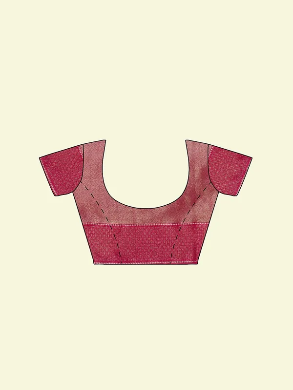 Peach_Cotton_Blend_Banarasi_Sarees_For_Women