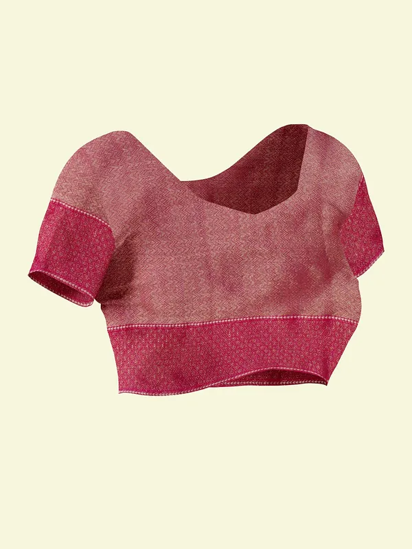 Peach_Cotton_Blend_Banarasi_Sarees_For_Women