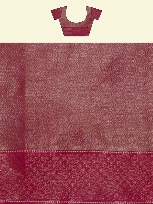 Peach_Cotton_Blend_Banarasi_Sarees_For_Women