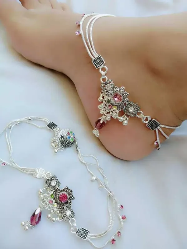 latest_antique_Silver_Plated_Anklets_(Payal)