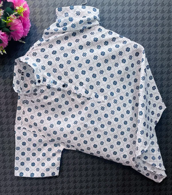 White_&_Blue_Color_Printed_Kurta_Shirt