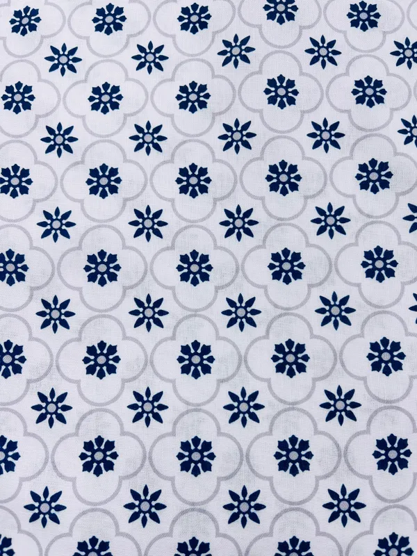 White_&_Blue_Color_Printed_Kurta_Shirt