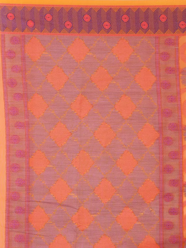 Orange_Cotton_Blend_Banarasi_Sarees_For_Women