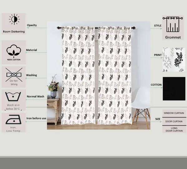 Pack_of_2_Cotton_Midnight_Black_Bloom_Bliss_Printed_Collection_Eyelet_Curtainfor_Window_and_Door