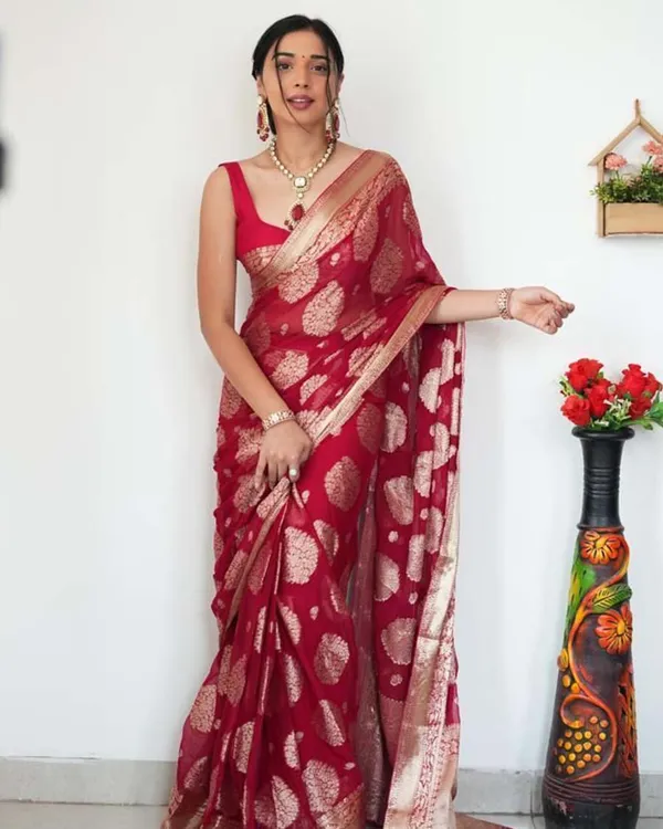 Red_Color_Ready_To_Wear_Soft_Banarasi_Silk_Saree_With_Golden_Zari_Work