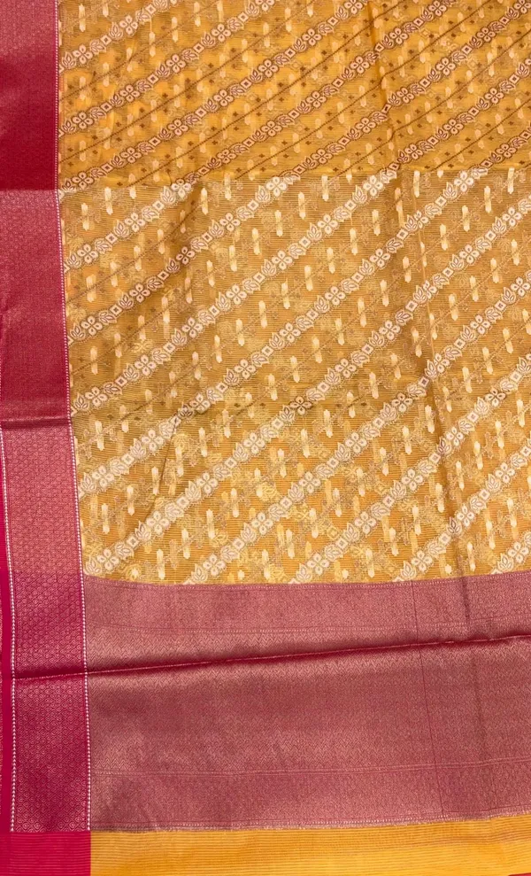 Yellow_Cotton_Blend_Banarasi_Sarees_For_Women